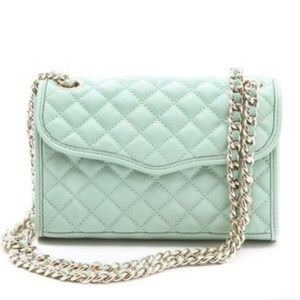 NWT Rebecca Minkoff quilted mini affair mint green purse bag gold chain strap